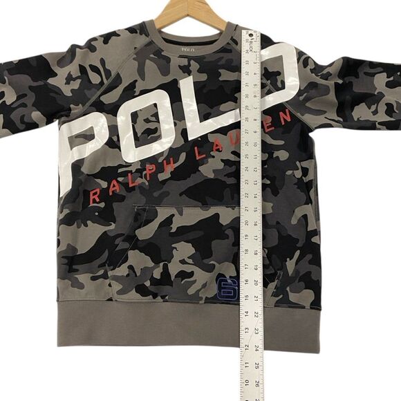 Ralph Lauren Boy's Logo Camo Double-Knit Sweatshirt in Black Camo Large (14/16) - Picture 12 of 12